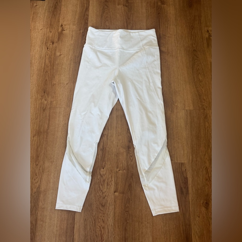 Athleta White Leggings with mesh detailing